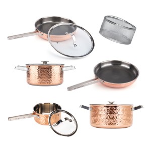 Vargen & Thor MJÖLNER XL. (Deluxepaket) - Kokkärl i 5 delar + 1 pastakorg. Äkta koppar. Fri frakt, omgånde leverans. - 2 års garanti