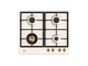 Bertazzoni Heritage-serien. Gashäll. 60 cm. 4 brännare. Gjutjärnsgaller. Termosäkring. Vred i koppar. Elfenbensvit. (P604LHERAC) Fri hemleverans. - 5 års garanti