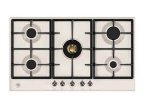 Bertazzoni Heritage-serien. 90 cm gashäll med central dubbelwok (Avorio / rostfritt) (P905CHERAX) - 5 års garanti