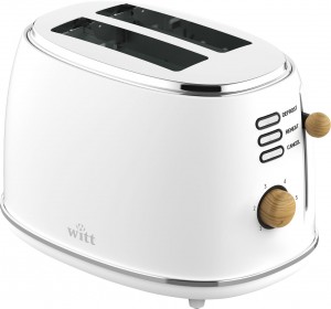Witt Premium brödrost 2 skivors trä-look (vit - 61120070) - 2 års garanti
