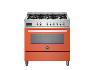 Bertazzoni Professional-Serien. 90 cm gasspis med 6-brännare, elektrisk ugn. Orange. (PRO96L1EART) - 5 års garanti