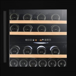 KitchenLine Vinkyl för inbyggnad. 59 cm bred. 2 zoner. 3 hyllor. Belysning. Rostfri. (Cava 60bis - Svart) - Fri frakt