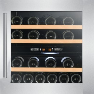 KitchenLine Vinkyl för inbyggnad. 59 cm bred. 2 zoner. 3 hyllor. Belysning. Rostfri. (Cava 60bi - Rostfri) - Fri frakt