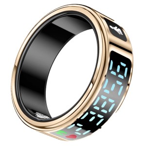 FITPADDY Smart ring. LCD-skärm m. realtidsdata. IP68-vattentålighet. Stöd för iOS och Android. Färg: guld. Storlek S. (FITRING01S) - Fri frakt