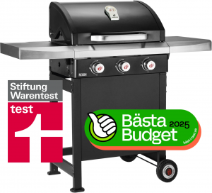 Landmann gasolgrill. 3 huvudbrännare. Gjutjärnsgaller. Grillyta: 64 x 40 cm. Svart. (Rexon 3.0) - Fri hemleverans