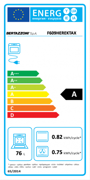 Energidekal Bertazzoni Heritage-serien. Inbyggnadsugn, 76 liters ugnskapacitet, 9 tillagningsprogram, varmluft med jämn värme på 5 nivåer. Elfenbensvit (F609HEREKTAX) - 5 års garanti