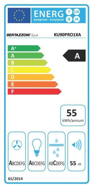 Energidekal Bertazzoni Professional-serien. 90 cm undermonterad fläkt, 1 motor. (KU90PRO1XA) - 5 års garanti