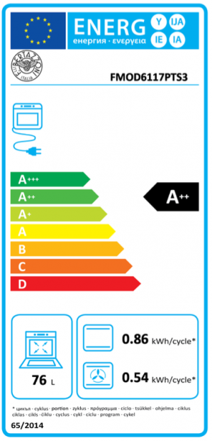 Energidekal Bertazzoni Modern-serien. 60 cm inbyggnadsugn. Pyrolys. TFT-display. 80L. Bbsidian. Blank. (FMOD6117PTS3) - 5 års garanti