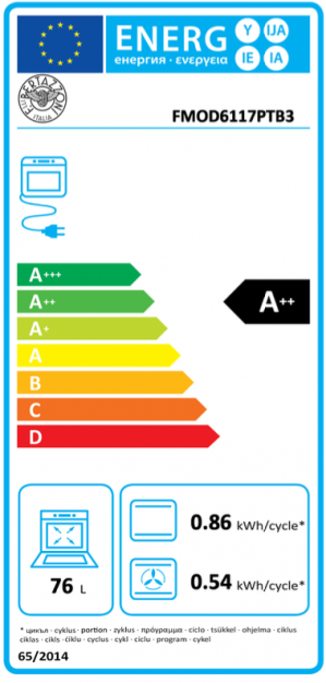 Energidekal Bertazzoni Modern-serien. 60 cm inbyggnadsugn. Pyrolys. TFT-display. 80L. Svart glas. (FMOD6117PTB3) - 5 års garanti