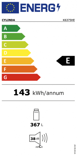Energidekal Cylinda Kylskåp. 173 cm höjd. Högerhängd (omhängbar) Vit. (K6375HE) (1003865) - 2 års garanti. 4-6 vardagar leveranstid