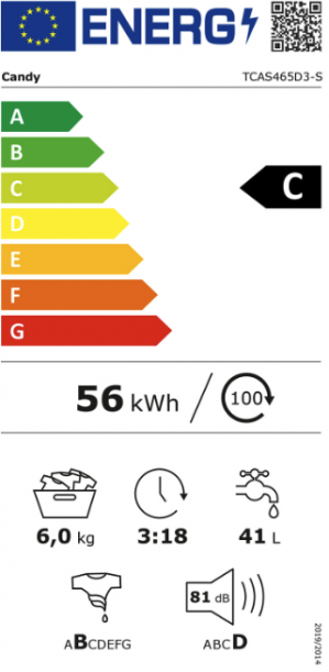 Energidekal Candy Toppmatad tvättmaskin. 6kg. 1400rpm. Wi-Fi. Energiklass C. Quick & Clean. (ProWash 300 Toppmatad 6Kg - TCAS465D3-S) - 2 års fabriksgaranti. Fri frakt
